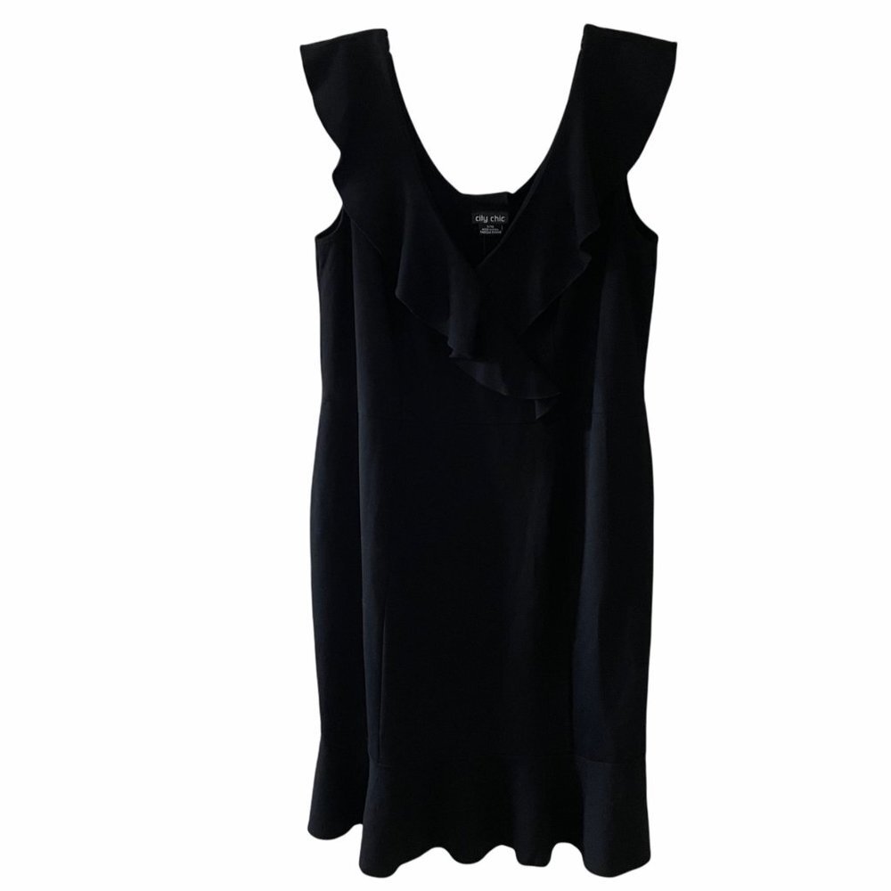 NWT City Chic Black Frill Seeker Dress Formal Cocktail 16